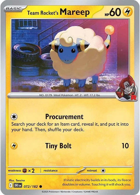Team Rocket's Mareep - 072/182 - Common - DRI 