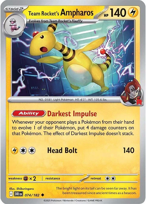 Team Rocket's Ampharos - 074/182 - Uncommon - DRI 