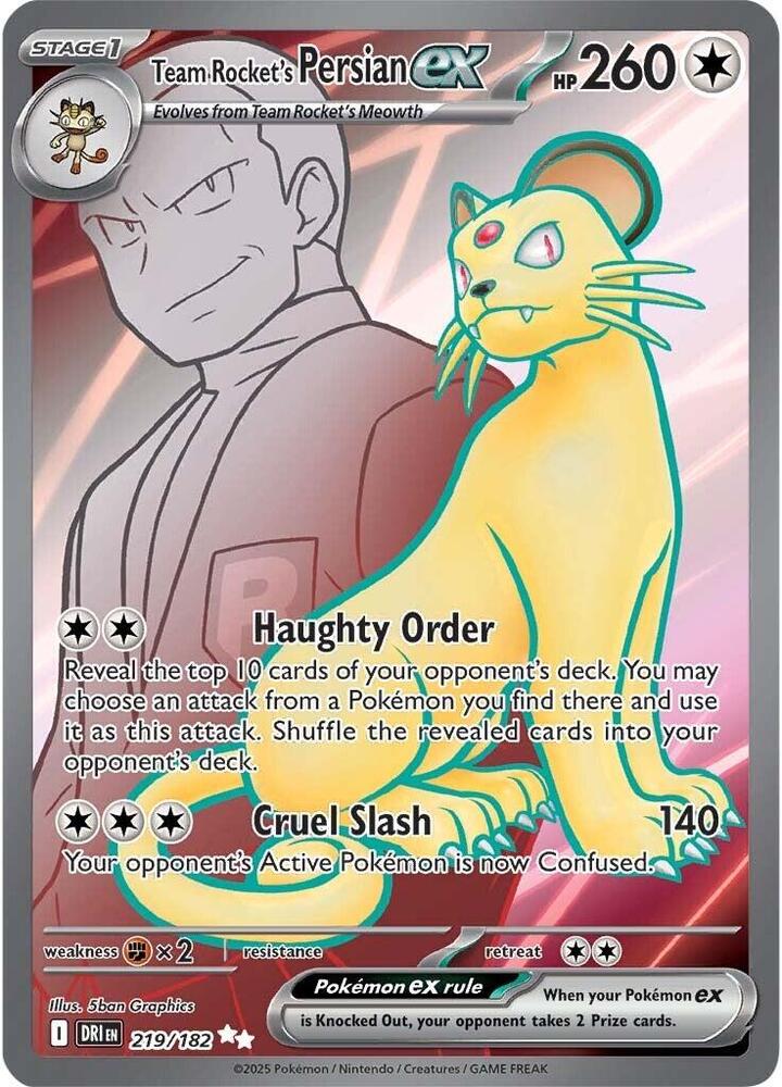 Team Rocket's Persian ex - 219/182 - Ultra Rare - DRI  1
