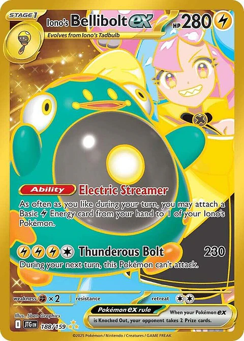 Iono's Bellibolt ex - 188/159 - Gold Secret Rare - Jtg