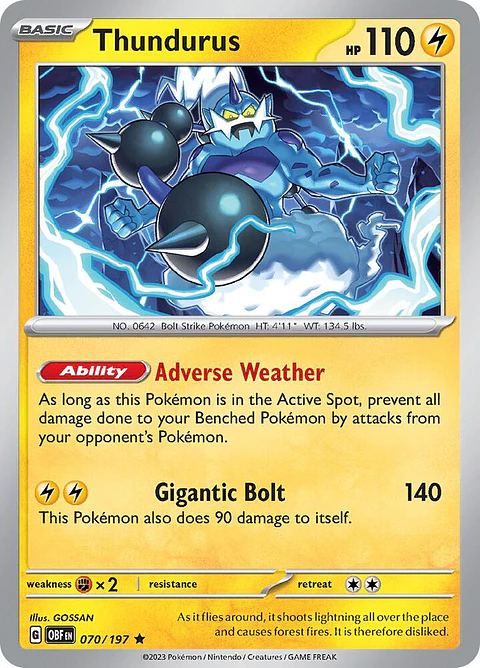 Thundurus - 070/197 - Holo Rare - Obf