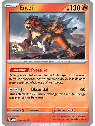 Entei - 030/197 - Holo Rare - Obf