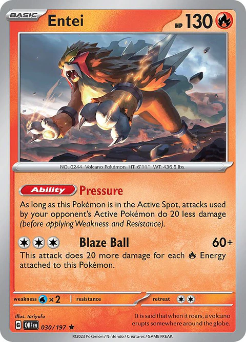 Entei - 030/197 - Holo Rare - Obf