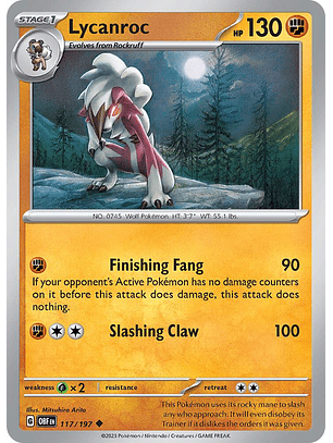 Lycanroc - 117/197 - Uncommon - Obf
