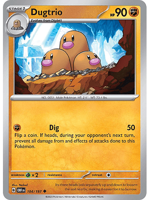 Dugtrio - 104/197 - Uncommon - Obf