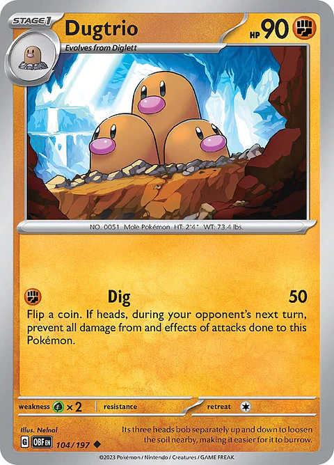 Dugtrio - 104/197 - Uncommon - Obf