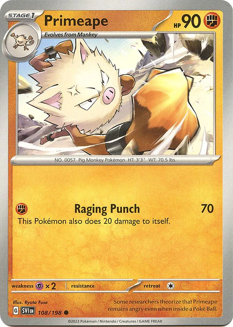 Primeape - 108/198 - Common - SVI