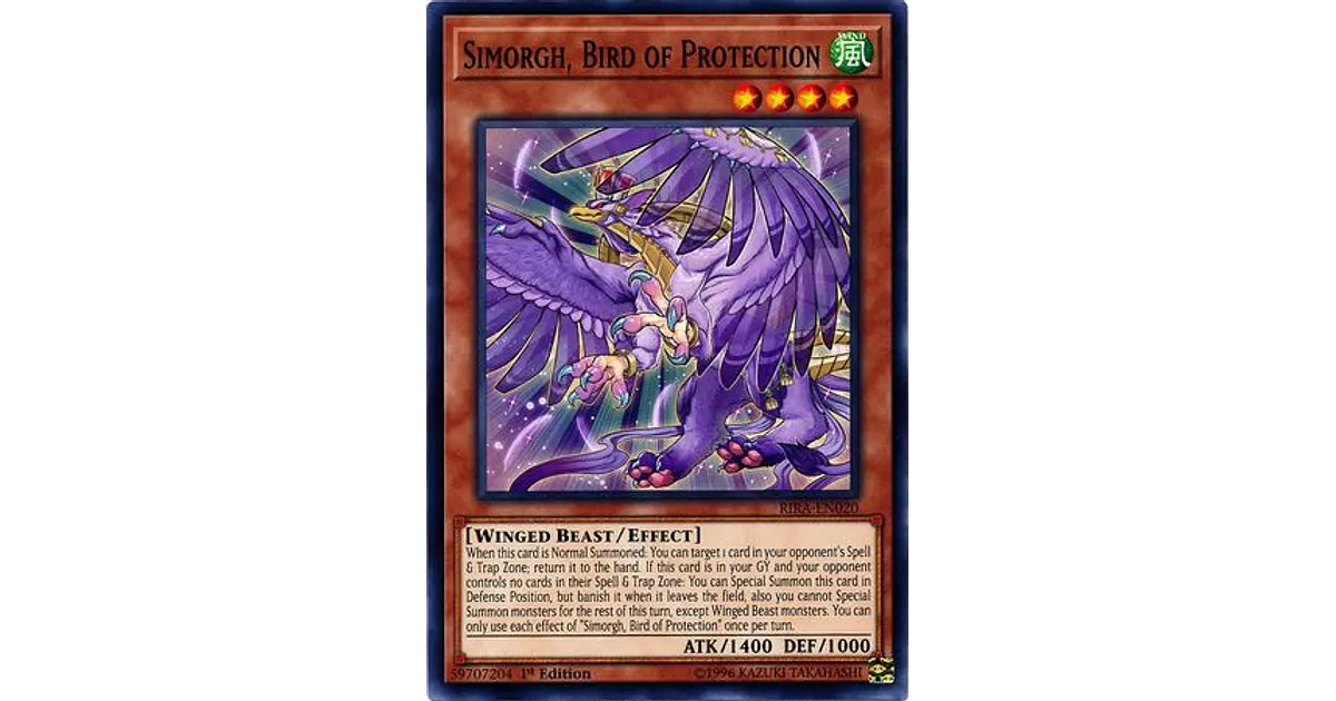 Yu-gi-oh Simorgh Card Simorgh, Bird Of Protection - Yu-Gi-Oh! Common Card  (RIRA-EN020, 1st Edition) YuGiOh Simorgh Card