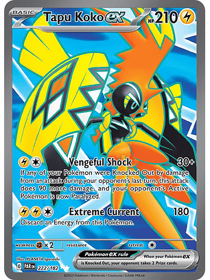 Tapu Koko ex - 222/182 - Full Art Secret Rare - PAR