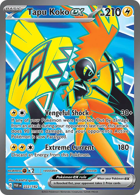 Tapu Koko ex - 222/182 - Full Art Secret Rare - PAR