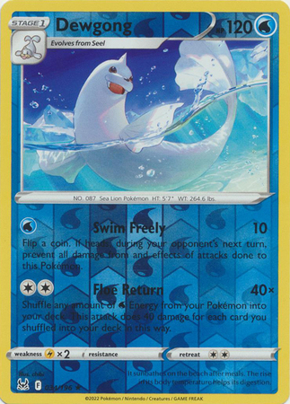 Dewgong - 034/196 - Rare - LOR 1