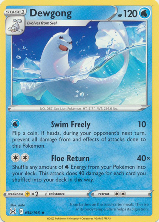 Dewgong - 034/196 - Rare - LOR 2