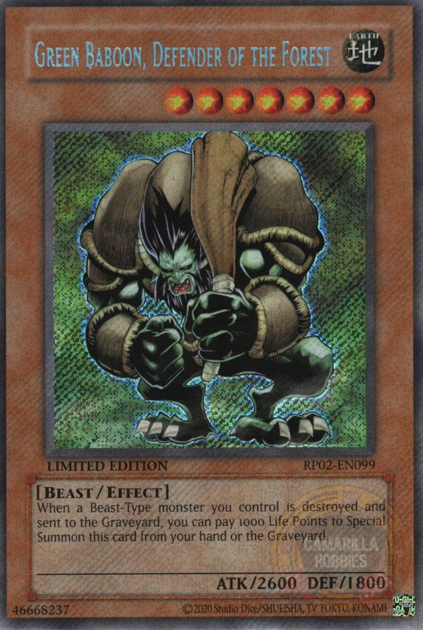 Green Baboon, Defender of the Forest - RP02-EN099 - Secret Rare (Reprint)  1
