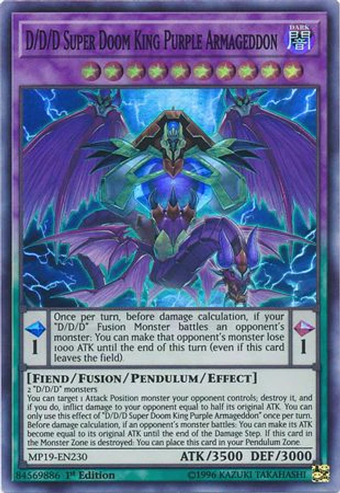 D/D/D Super Doom King Purple Armageddon - MP19-EN230 - Super Rare