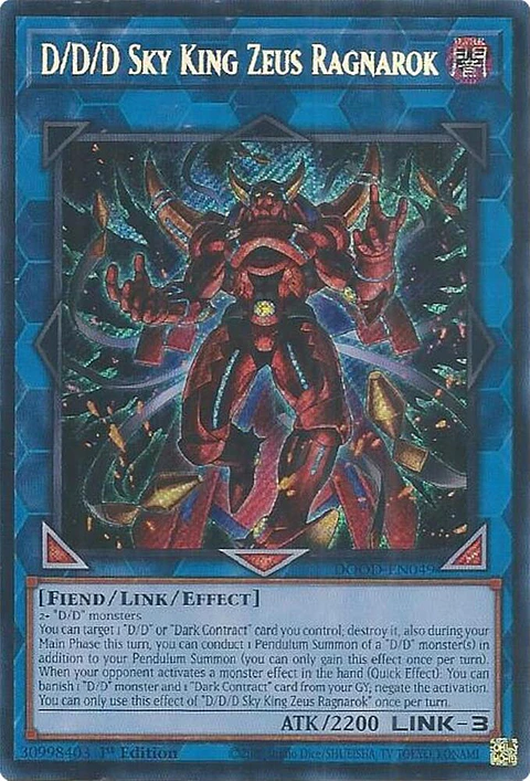 D/D/D Sky King Zeus Ragnarok - DOOD-EN049 - Secret Rare 