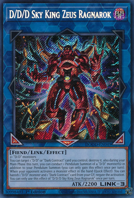 D/D/D Sky King Zeus Ragnarok - DOOD-EN049 - Secret Rare  1