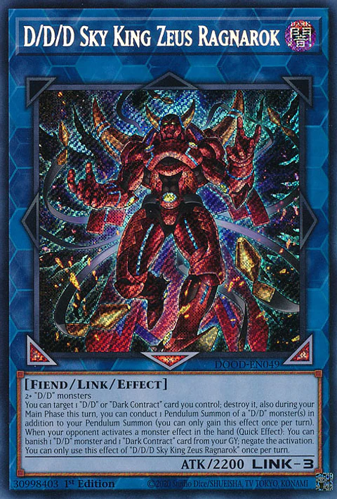 D/D/D Sky King Zeus Ragnarok - DOOD-EN049 - Secret Rare 