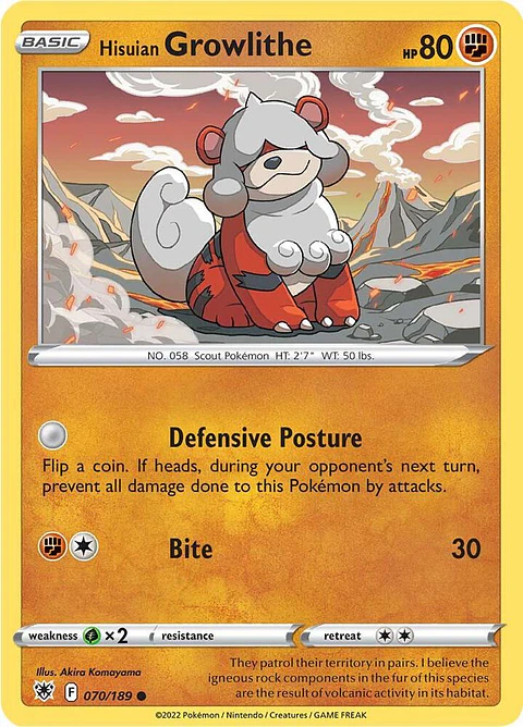 Hisuian Growlithe - 070/189 - Common - ASR