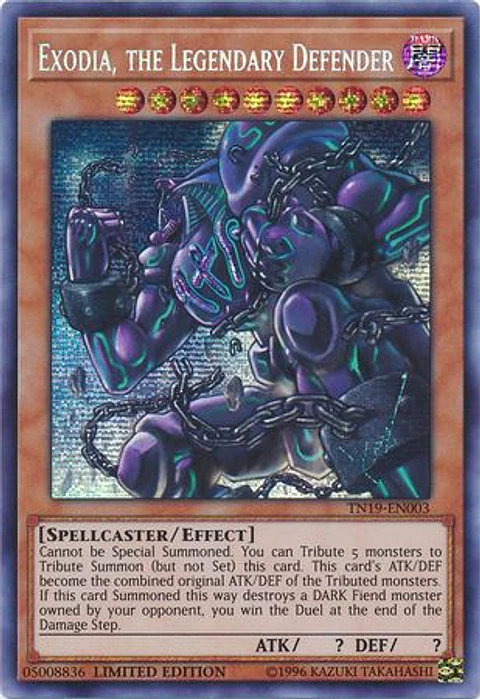 Exodia, the Legendary Defender - TN19-EN003 - Prismatic Secret Rare Limited Edition 