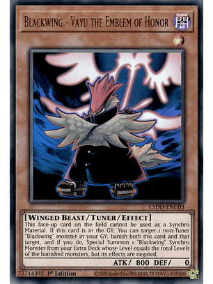 Blackwing - Vayu the Emblem of Honor - L5DD-ENC03 - Ultra Rare 