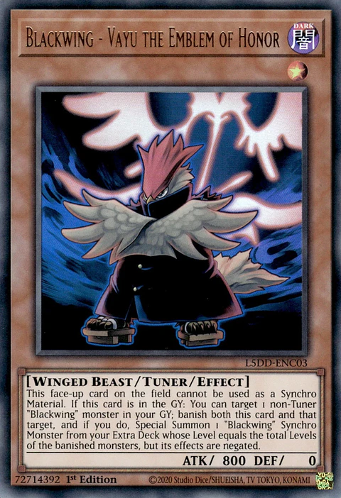 Blackwing - Vayu the Emblem of Honor - L5DD-ENC03 - Ultra Rare 