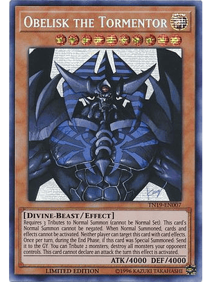 Obelisk the Tormentor - TN19-EN007 - Prismatic Secret Rare Limited Edition