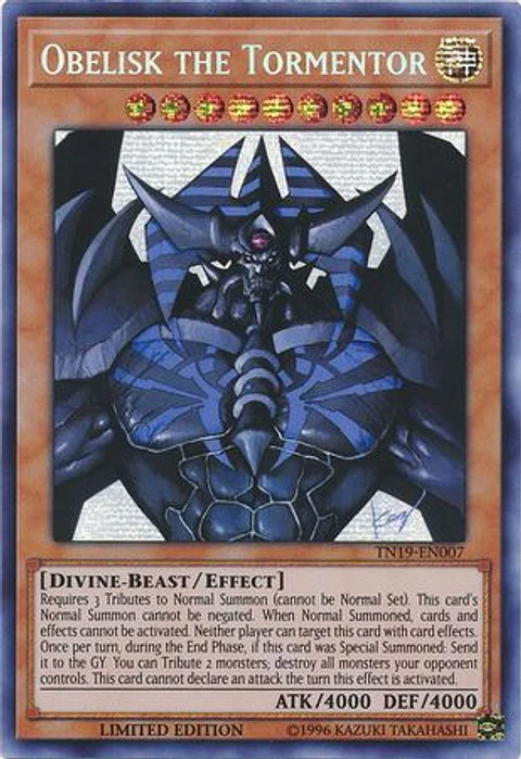 Obelisk the Tormentor - TN19-EN007 - Prismatic Secret Rare Limited Edition