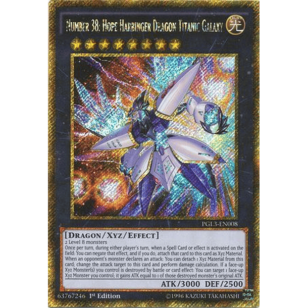 Number 38: Hope Harbinger Dragon Titanic Galaxy - PGL3-EN008 - Gold Secret Rare