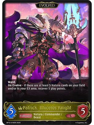 Patrick, Rhiceros Knight (Evolved) - BP12-019EN - Legendary 
