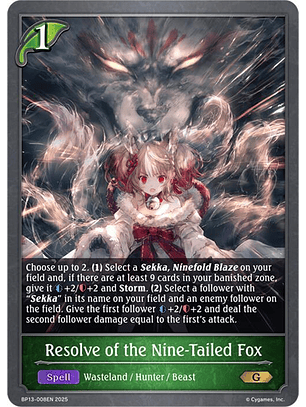 Resolve of the Nine-Tailed Fox - BP13-008EN - Gold