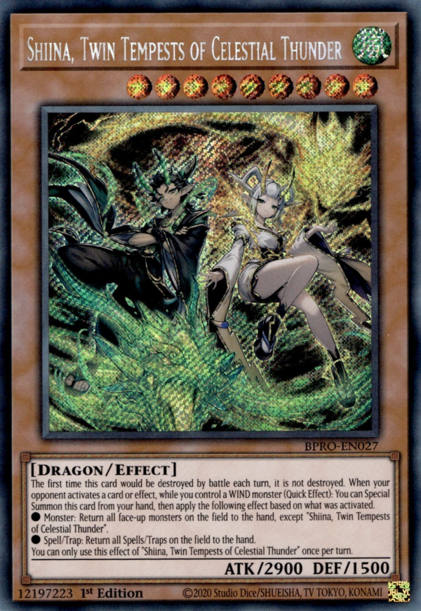 Shiina, Twin Tempests of Celestial Thunder - BPRO-EN027 - Secret Rare  1