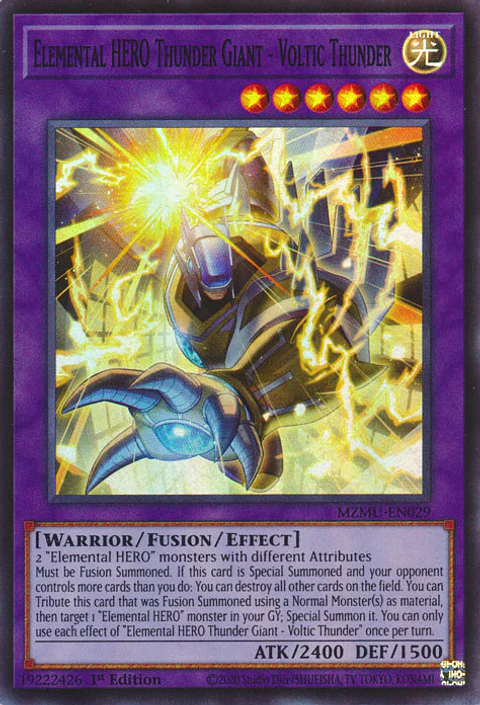 Elemental HERO Thunder Giant - Voltic Thunder - MZMU-EN029 - Super Rare 
