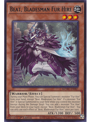 Beat, Bladesman Fur Hire - MZMU-EN087 - Rare 