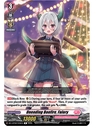 Unending Bonfire, Falory - DZ-LBT02/046EN - Rare 