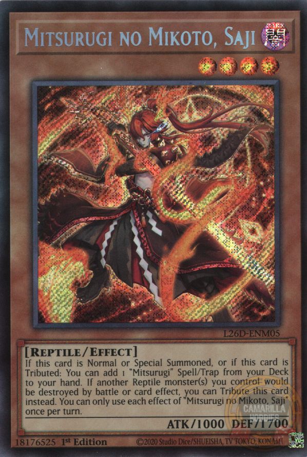 Mitsurugi no Mikoto, Saji - L26D-ENM05 - Secret Rare 1