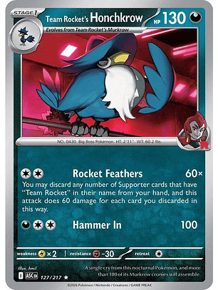 Team Rocket's Honchkrow - 127/217 - ASC