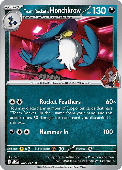 Team Rocket's Honchkrow - 127/217 - ASC