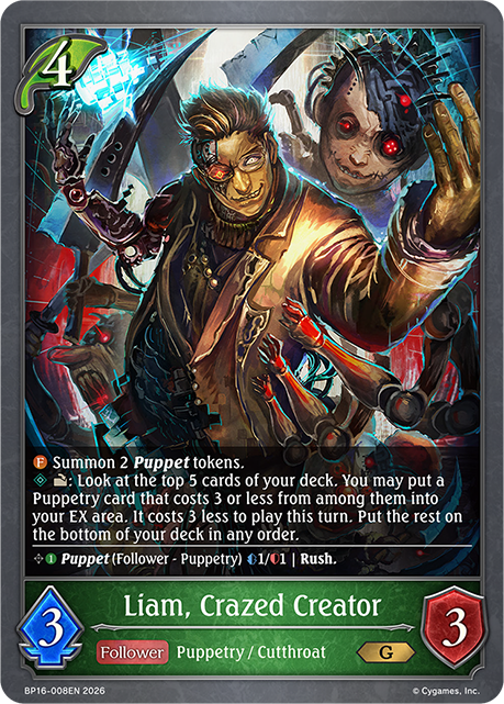 Liam, Crazed Creator - BP16-008EN - Gold 1