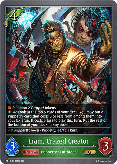 Liam, Crazed Creator - BP16-008EN - Gold