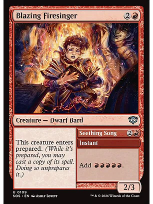 Blazing Firesinger // Seething Song - SOS-0109 - Uncommon