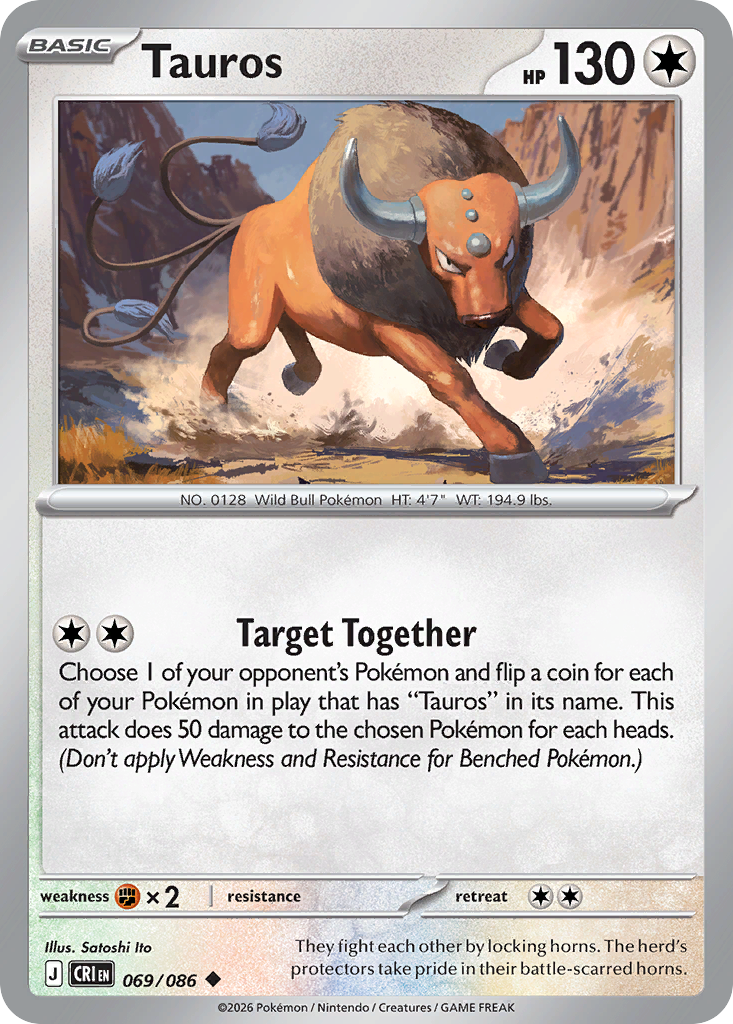 Tauros - CRI-069-RH - Uncommon Reverse Holo 1
