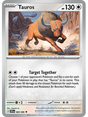 Tauros - CRI-069-RH - Uncommon Reverse Holo