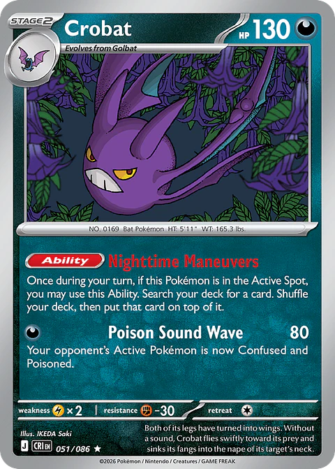 Crobat - CRI-051-RH - Rare Reverse Holo