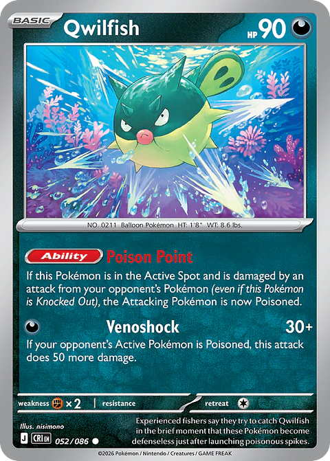 Qwilfish - CRI-052-RH - Common Reverse Holo