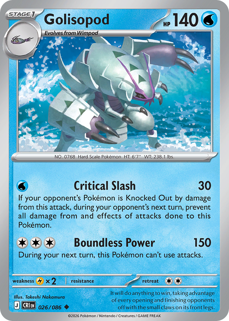 Golisopod - CRI-026-RH - Uncommon Reverse Holo 1
