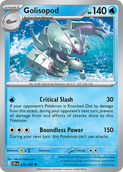 Golisopod - CRI-026-RH - Uncommon Reverse Holo