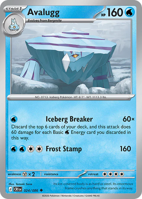 Avalugg - CRI-024-RH - Uncommon Reverse Holo
