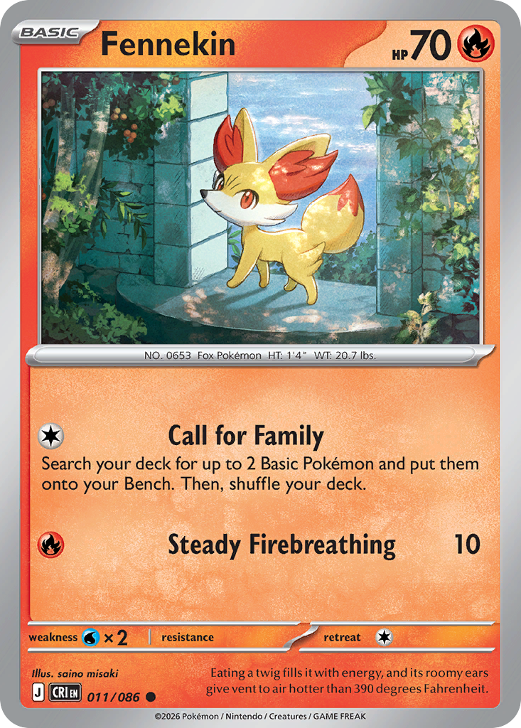 Fennekin - CRI-011-RH - Common Reverse Holo 1