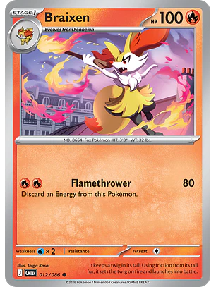Braixen - CRI-012-RH - Common Reverse Holo