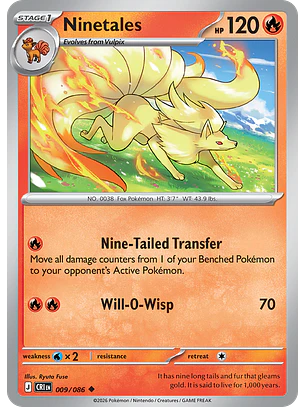 Ninetales - CRI-009-RH - Uncommon Reverse Holo